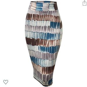 Elastic Waist Multicolored Pencil Skirt